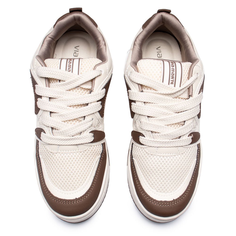 Tênis Feminino Via Marte Napa Caixa Alta Marrom/Off White Marrom 4