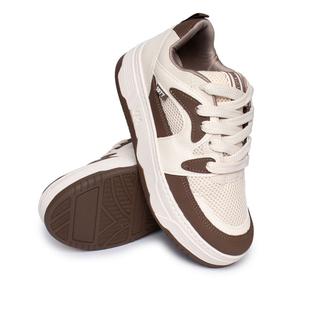Tênis Feminino Via Marte Napa Caixa Alta Marrom/Off White Marrom 5