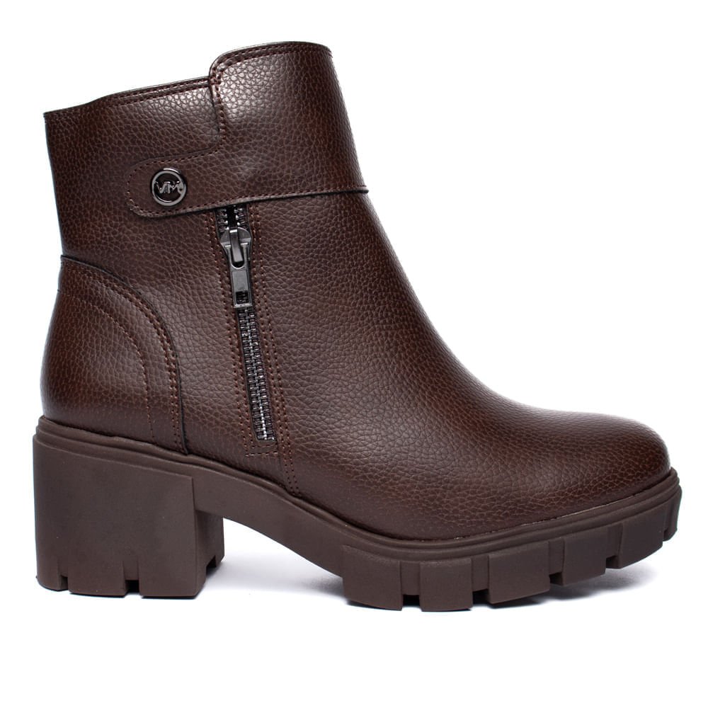 Bota Feminina Via Marte Tratorada Zíper Marrom