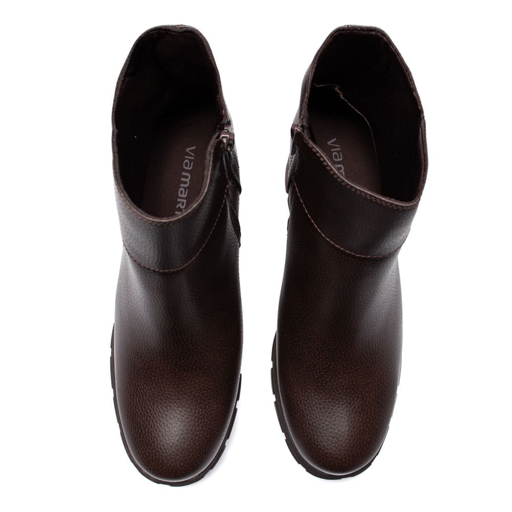 Bota Feminina Via Marte Tratorada Zíper Marrom Marrom 4