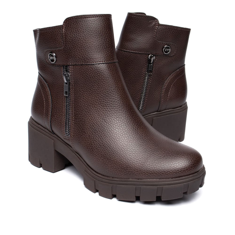 Bota Feminina Via Marte Tratorada Zíper Marrom Marrom 5
