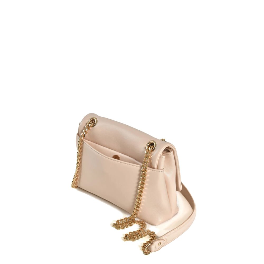 Bolsa Feminina Via Marte Transversal Pequena Corrente Coral Bege 2