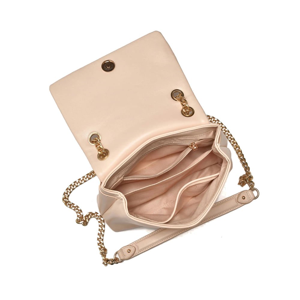Bolsa Feminina Via Marte Transversal Pequena Corrente Coral Bege 3