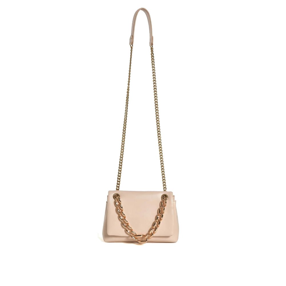 Bolsa Feminina Via Marte Transversal Pequena Corrente Coral Bege 5