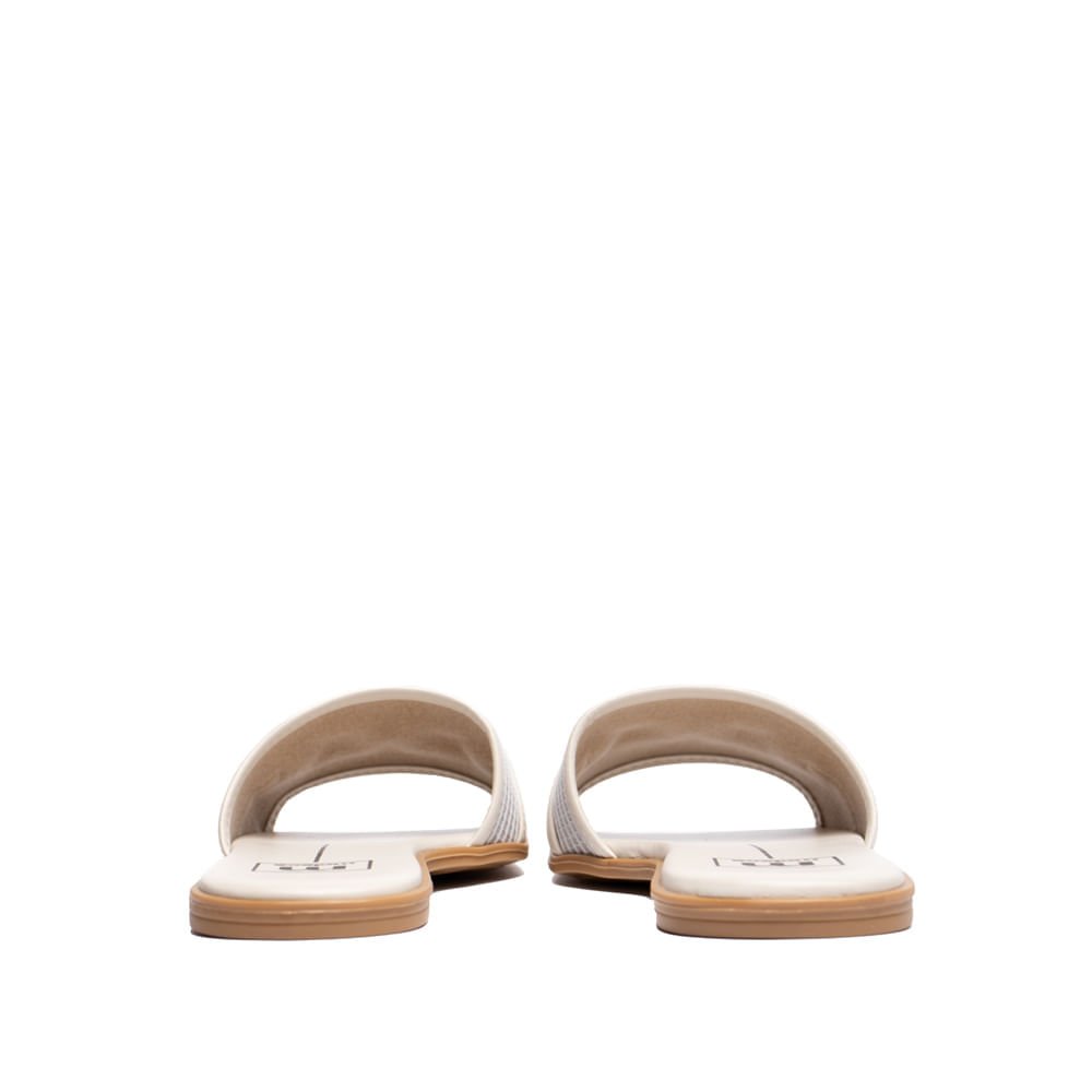 Rasteira Feminina Moleca Napa Bico Quadrado Crochê Off White Branco 4