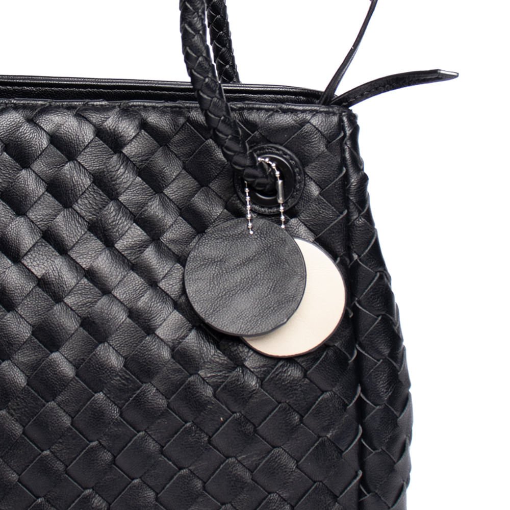 Bolsa Feminina Wj Saco Média Tressê Preto Preto 4