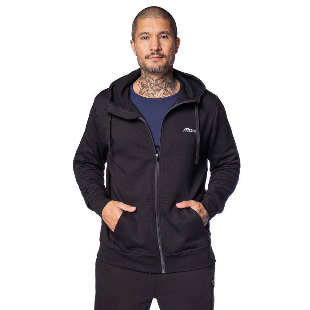 Casaco Masculino Mizuno Moletom Zipper Preto