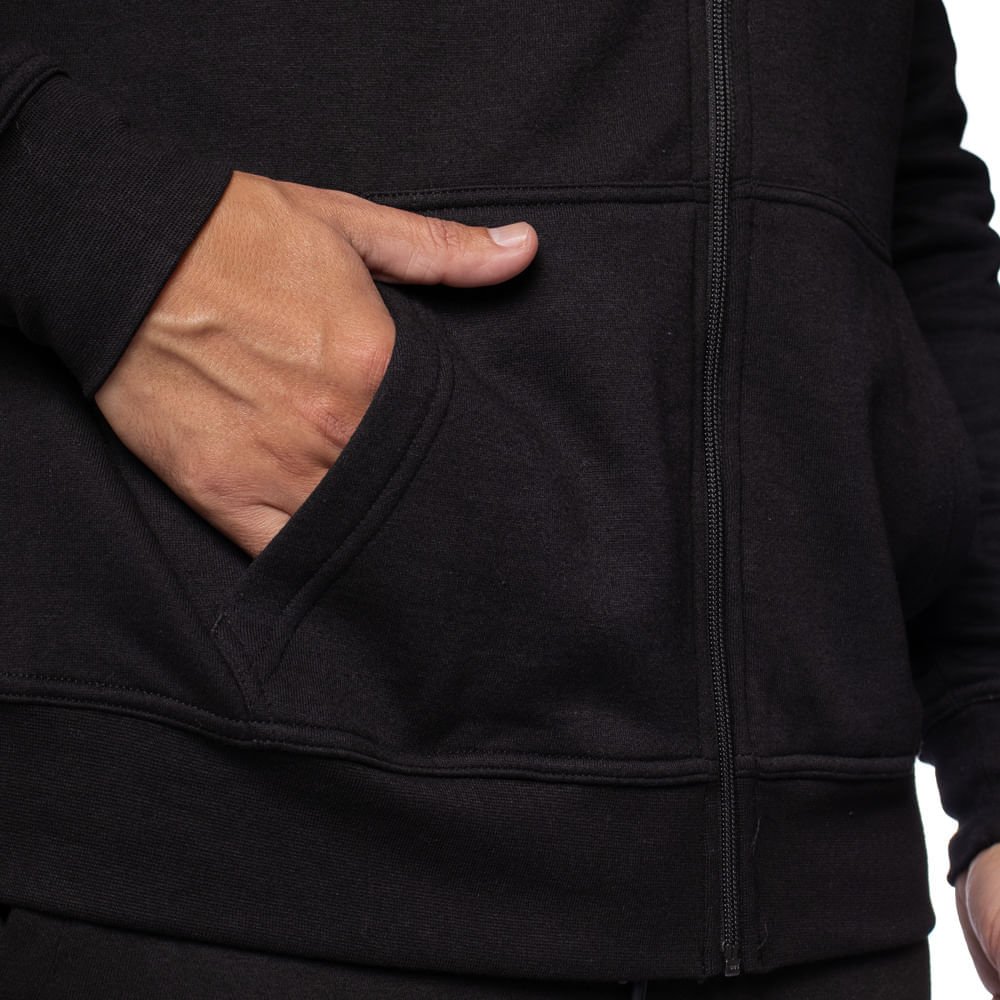 Casaco Masculino Mizuno Moletom Zipper Preto Preto 4