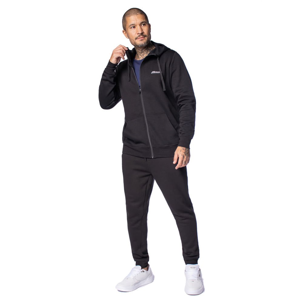 Casaco Masculino Mizuno Moletom Zipper Preto Preto 5