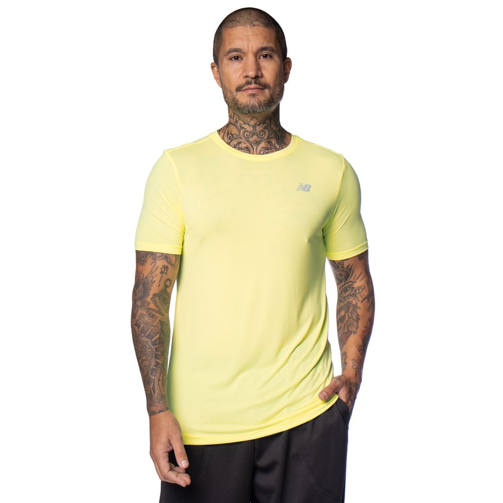 Camiseta Masculina New Balance Essentials Nb Dry Verde Neon