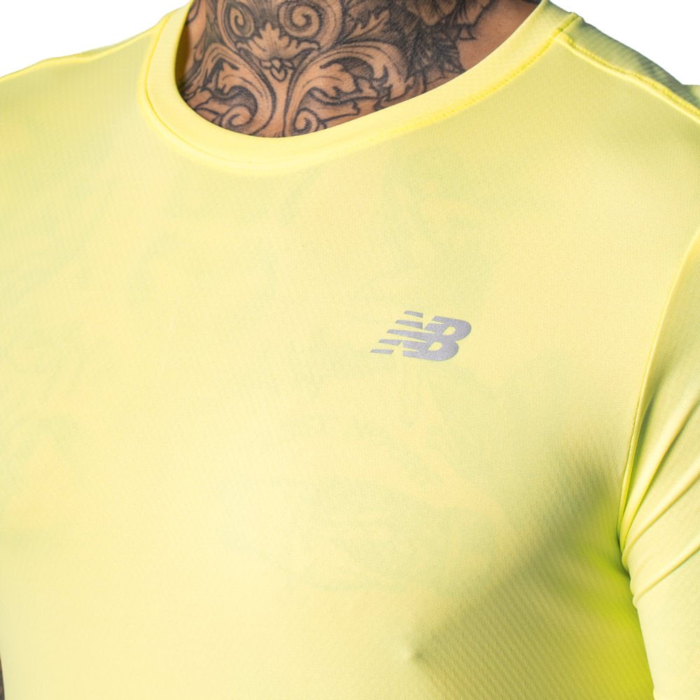 Camiseta Masculina New Balance Essentials Nb Dry Verde Neon Amarelo 3