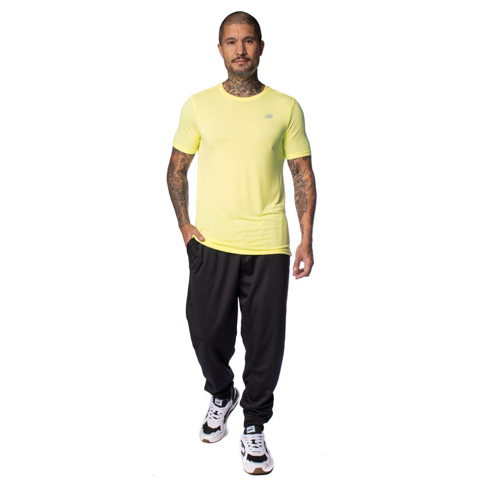 Camiseta Masculina New Balance Essentials Nb Dry Verde Neon Amarelo 5