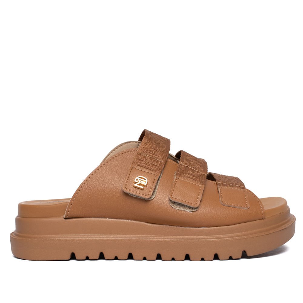 Chinelo Slide Feminino Modare Flatform Gorgurão Caramelo Marrom 2