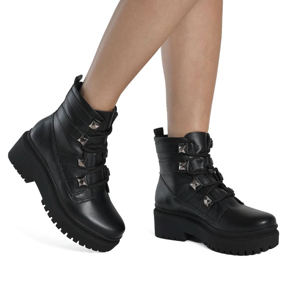 Bota Feminina Via Marte Biker Tratorada Preto Preto 4