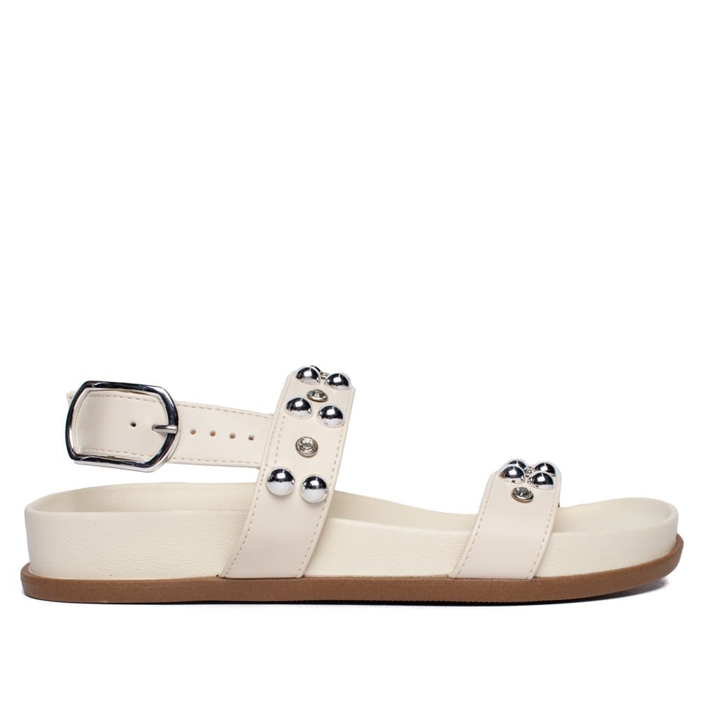 Sandália Feminina Vizzano Papete Pedrarias Off White Branco 1