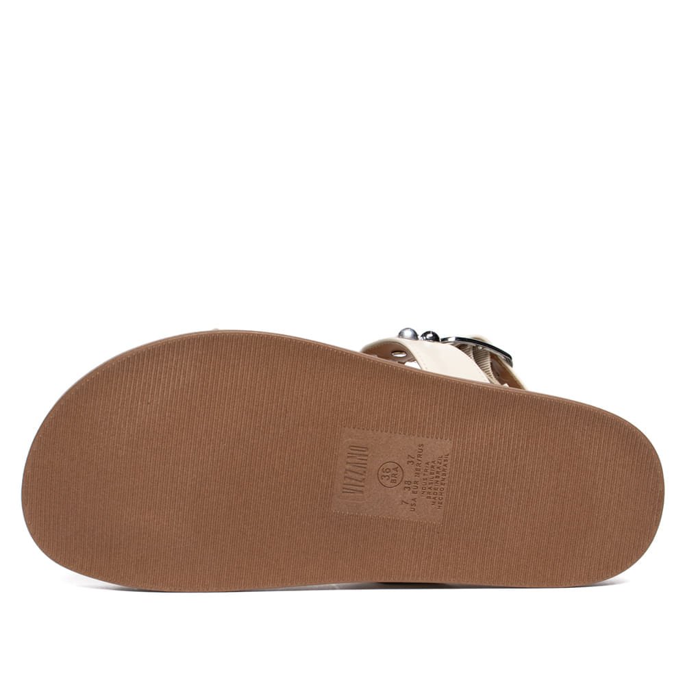 Sandália Feminina Vizzano Papete Pedrarias Off White Branco 2
