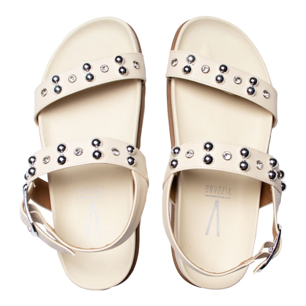 Sandália Feminina Vizzano Papete Pedrarias Off White Branco 4
