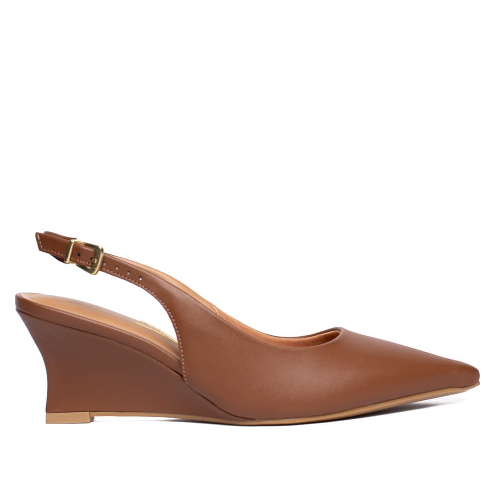 Sapato Feminino Vizzano Scarpin Anabela Elegante Marrom