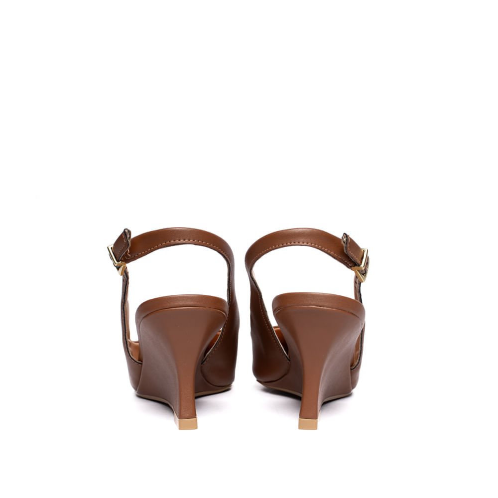Sapato Feminino Vizzano Scarpin Anabela Elegante Marrom Marrom 3