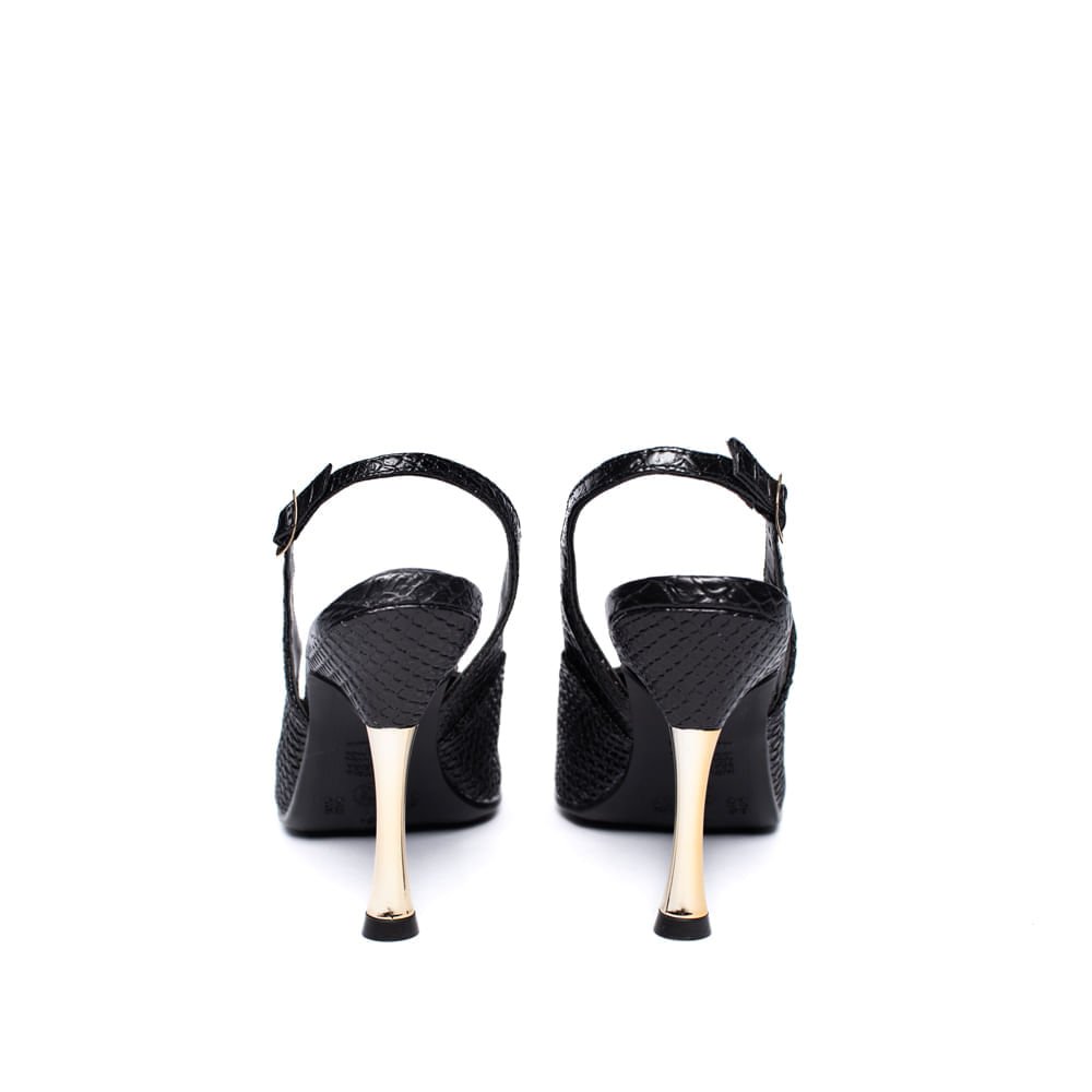 Sapato Feminino Via Marte Slingback Anaconda Preto Preto 3