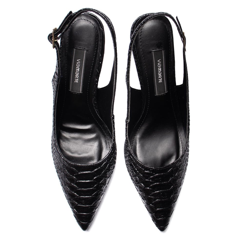 Sapato Feminino Via Marte Slingback Anaconda Preto Preto 4