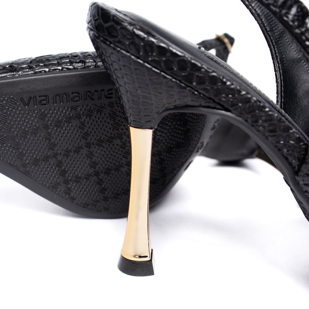 Sapato Feminino Via Marte Slingback Anaconda Preto Preto 6