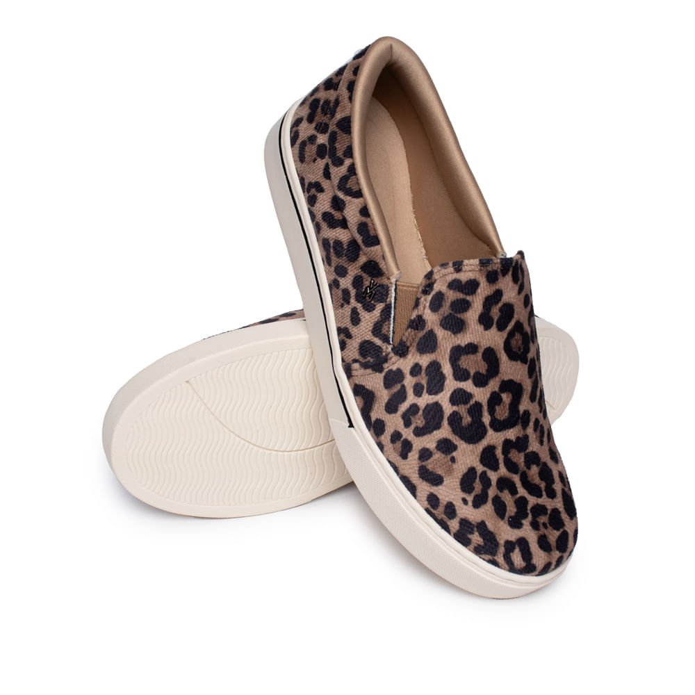 Tênis Feminino Via Marte Slip On Animal Print Caramelo/Preto Marrom 5