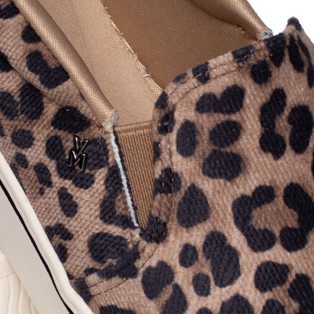 Tênis Feminino Via Marte Slip On Animal Print Caramelo/Preto Marrom 6