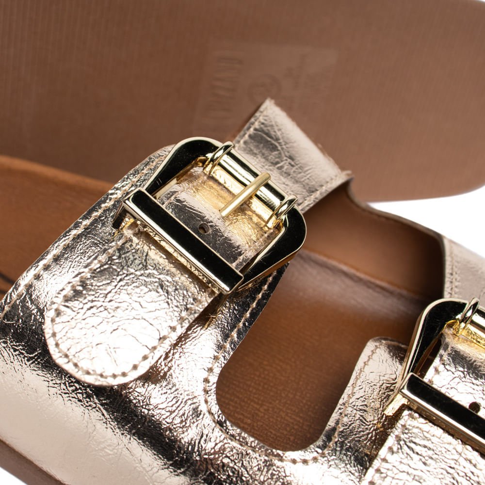 Chinelo Slide Feminino Vizzano Fivelas Caramelo/Dourado Marrom 5