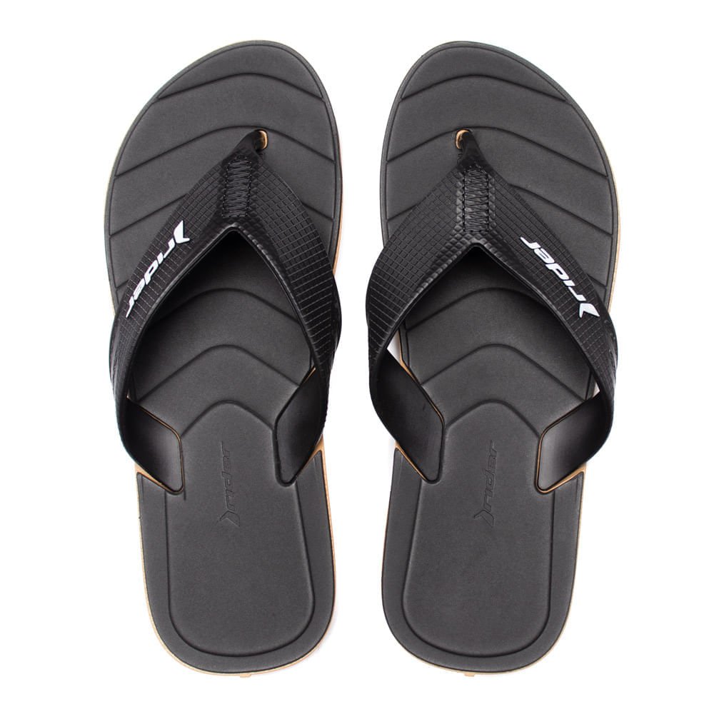 Chinelo Masculino Rider Pulse Tira Dedo Anatômico Preto/Bege