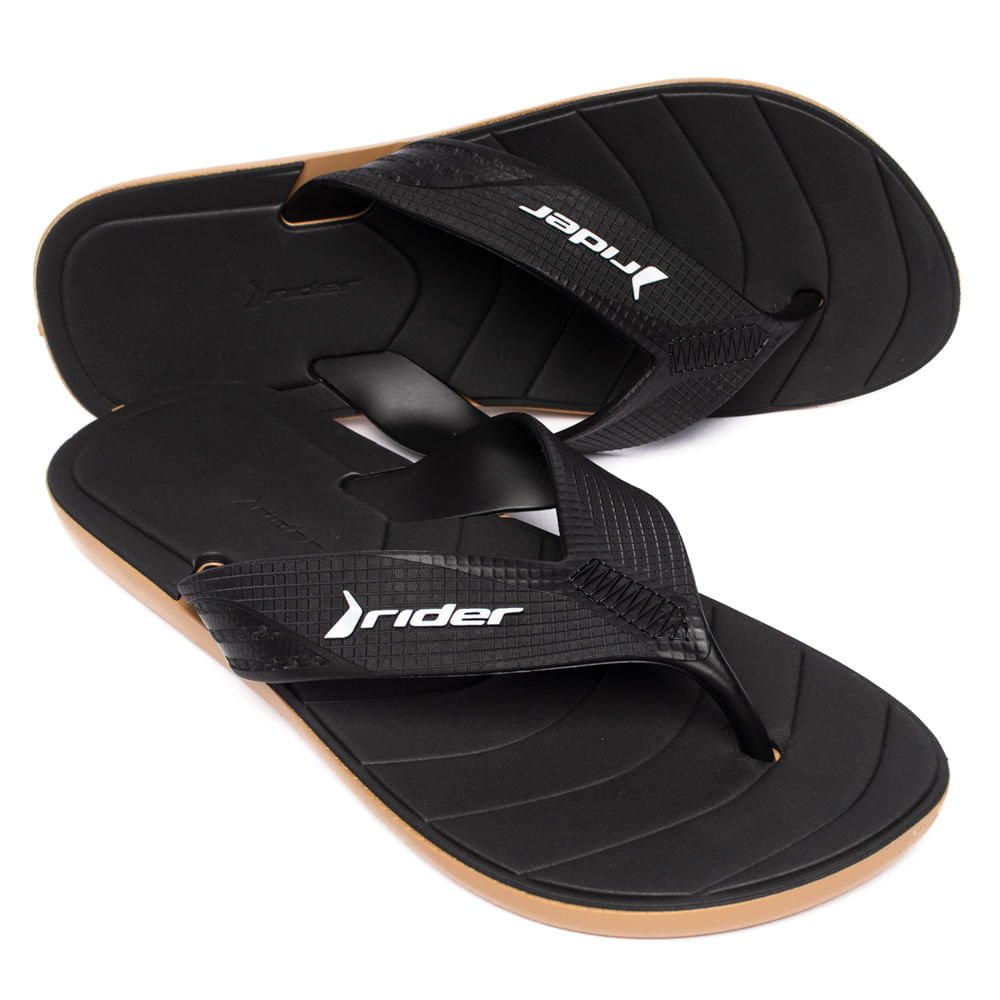 Chinelo Masculino Rider Pulse Tira Dedo Anatômico Preto/Bege Preto 5