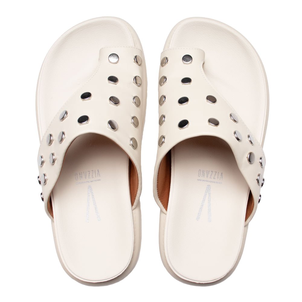 Chinelo Tiras Feminino Vizzano Pelica Flatform Off White