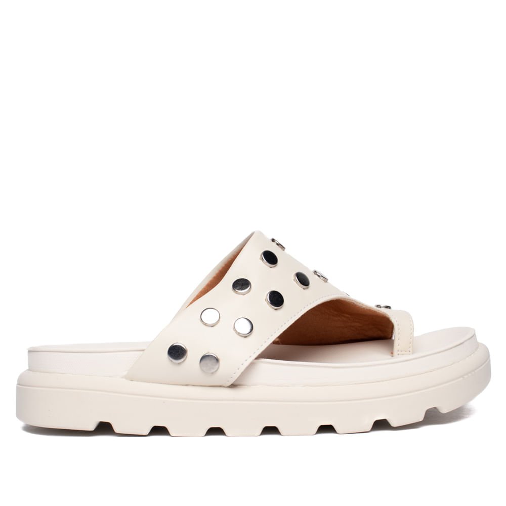 Chinelo Tiras Feminino Vizzano Pelica Flatform Off White Branco 2