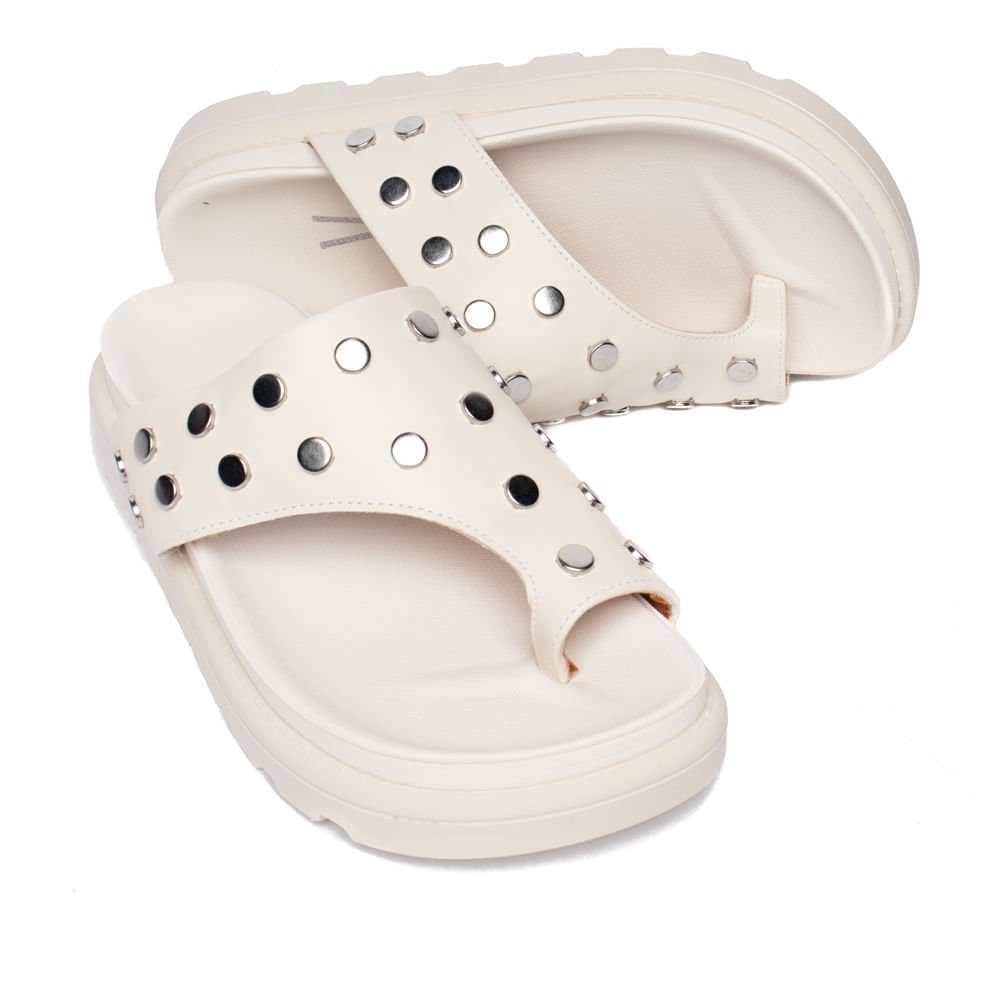 Chinelo Tiras Feminino Vizzano Pelica Flatform Off White Branco 4