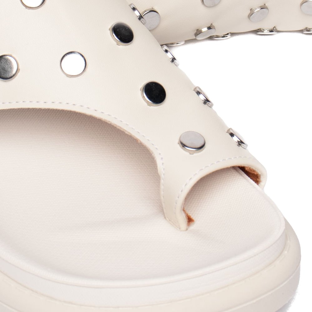 Chinelo Tiras Feminino Vizzano Pelica Flatform Off White Branco 5