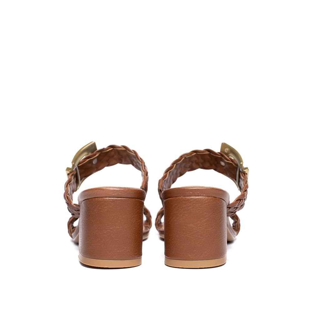 Tamanco Feminino Vizzano Tiras Trançadas Marrom/Dourado Marrom 3