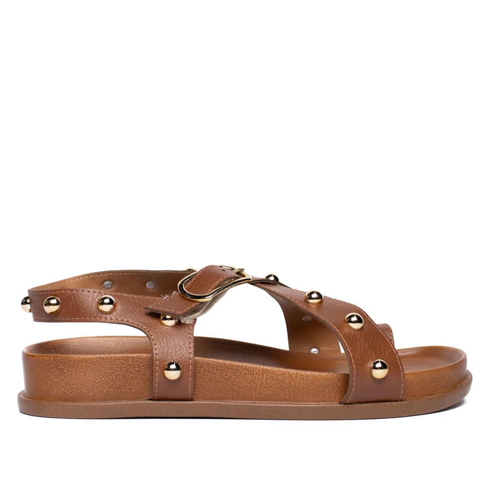 Sandália Feminina Vizzano Papete Napa Calf Fivela Marrom