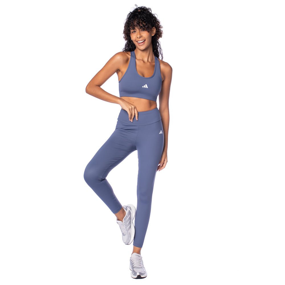 Legging Feminina Adidas Basic Leg Fitness Azul/Branco Azul 4