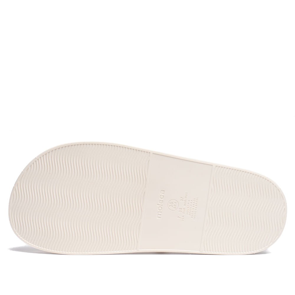 Chinelo Slide Feminino Moleca Flatform Strass Off White Branco 3