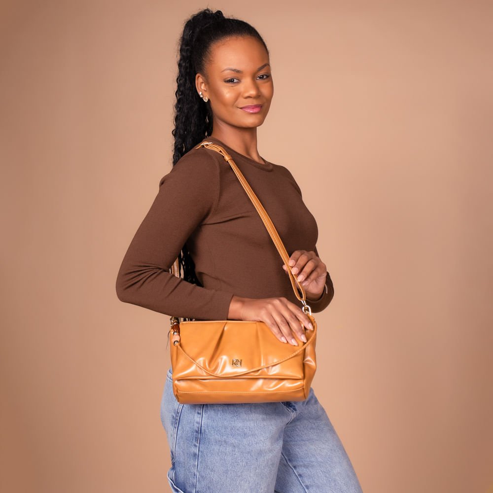 Bolsa Feminina Rafitthy Tiracolo Flap Caramelo Marrom 6