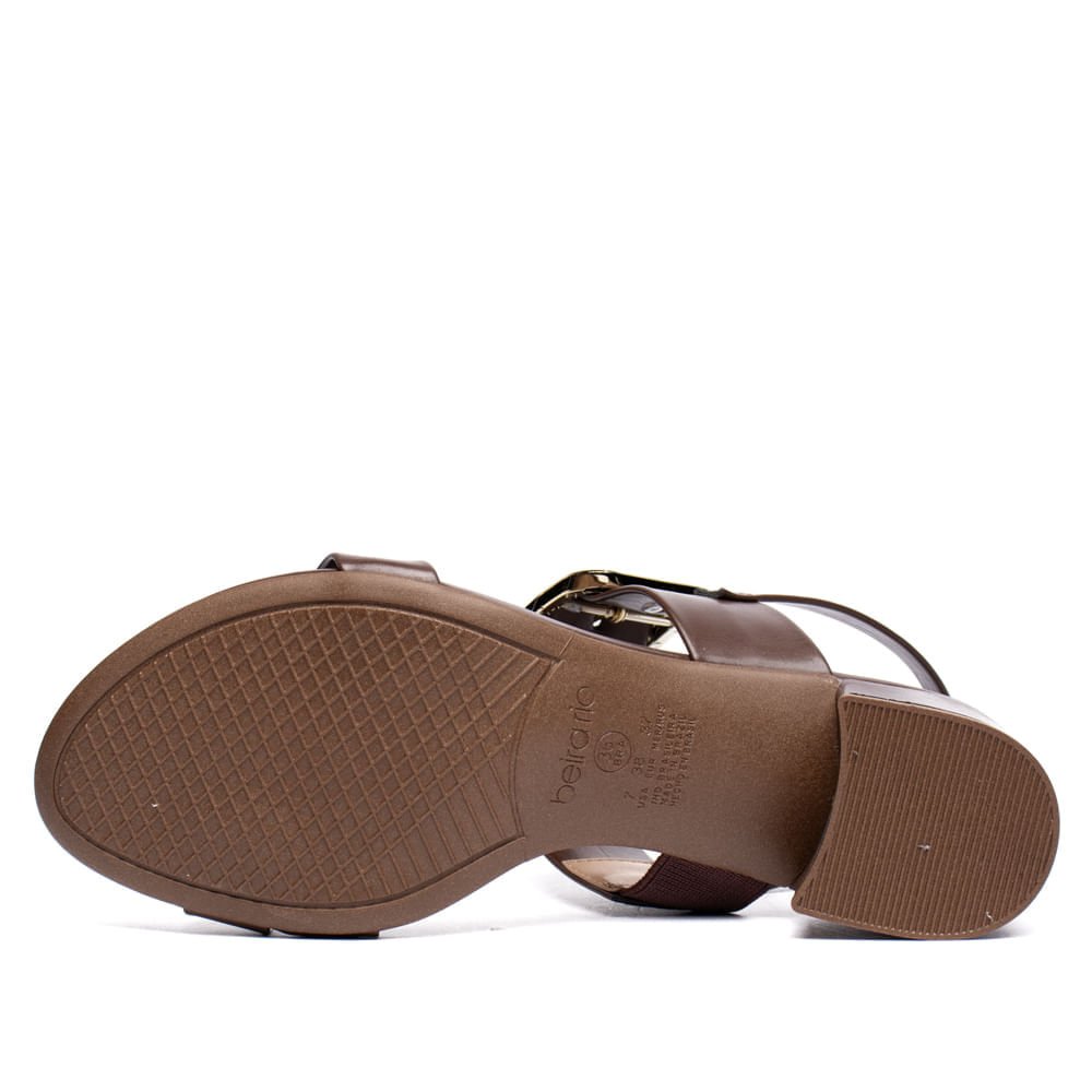 Sandália Feminina Beira Rio Salto Bloco Adereço Marrom Marrom 2