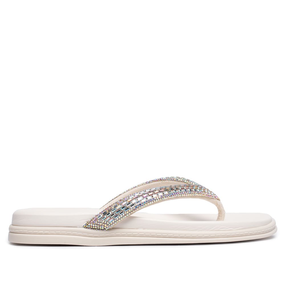 Chinelo Feminino Beira Rio Casual Strass Brilho Branco Branco 2