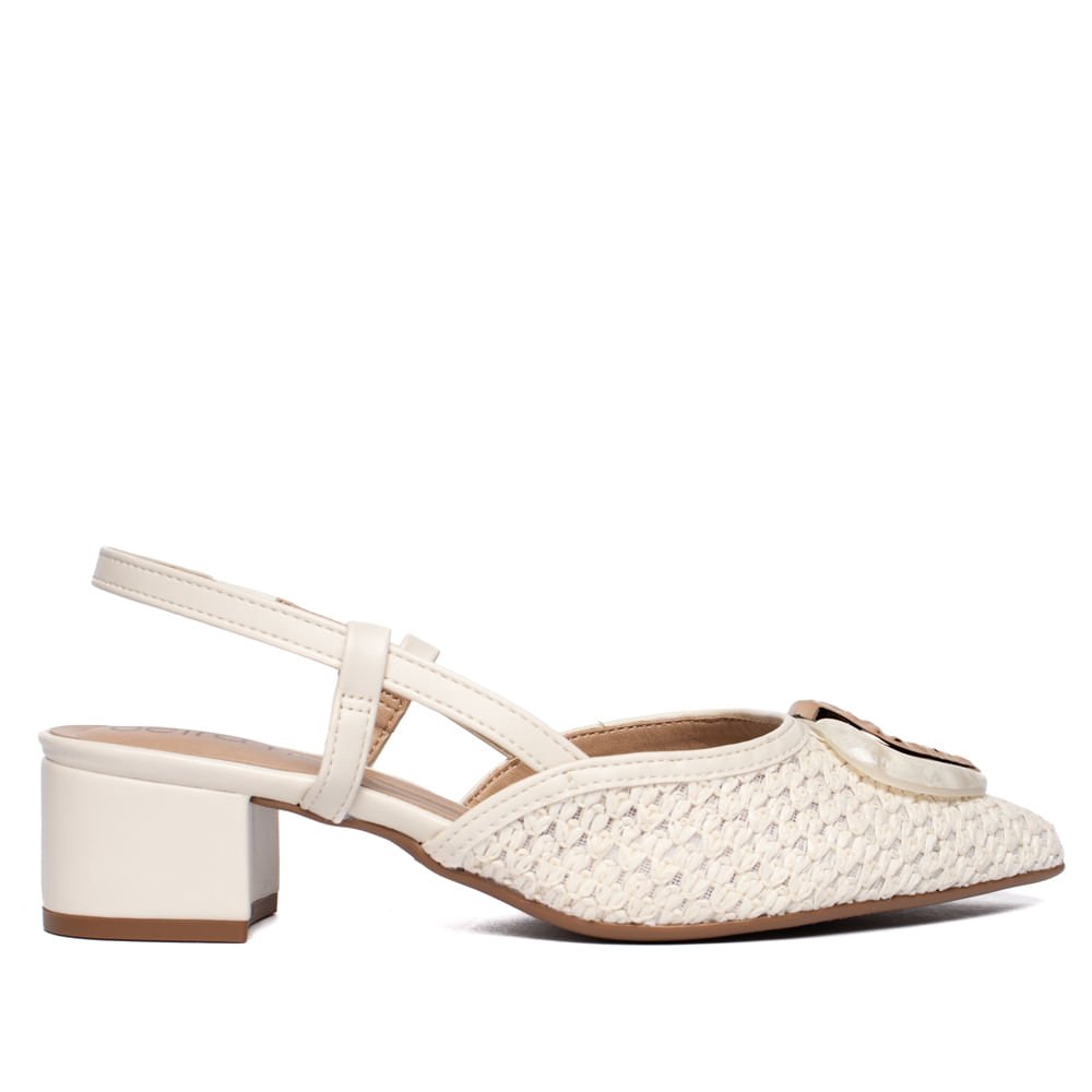 Scarpin Feminino Beira Rio Slingback Tramado Off White