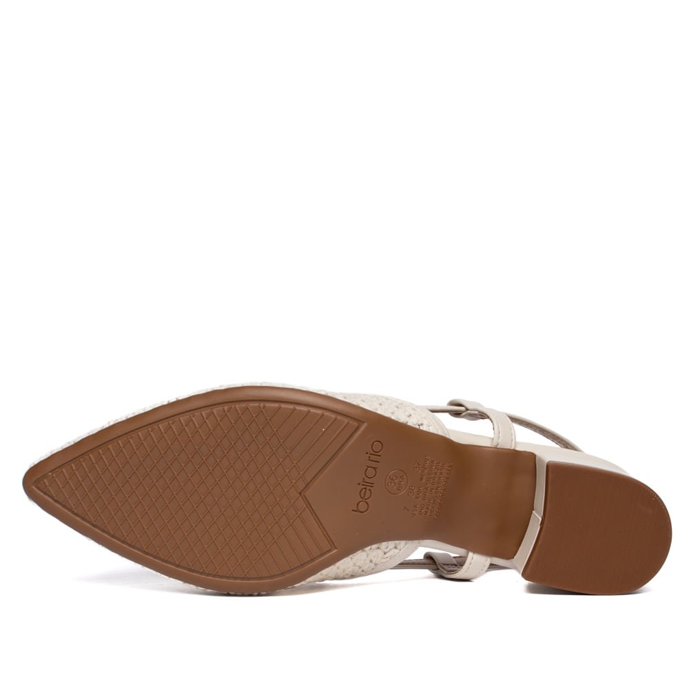 Scarpin Feminino Beira Rio Slingback Tramado Off White Branco 2