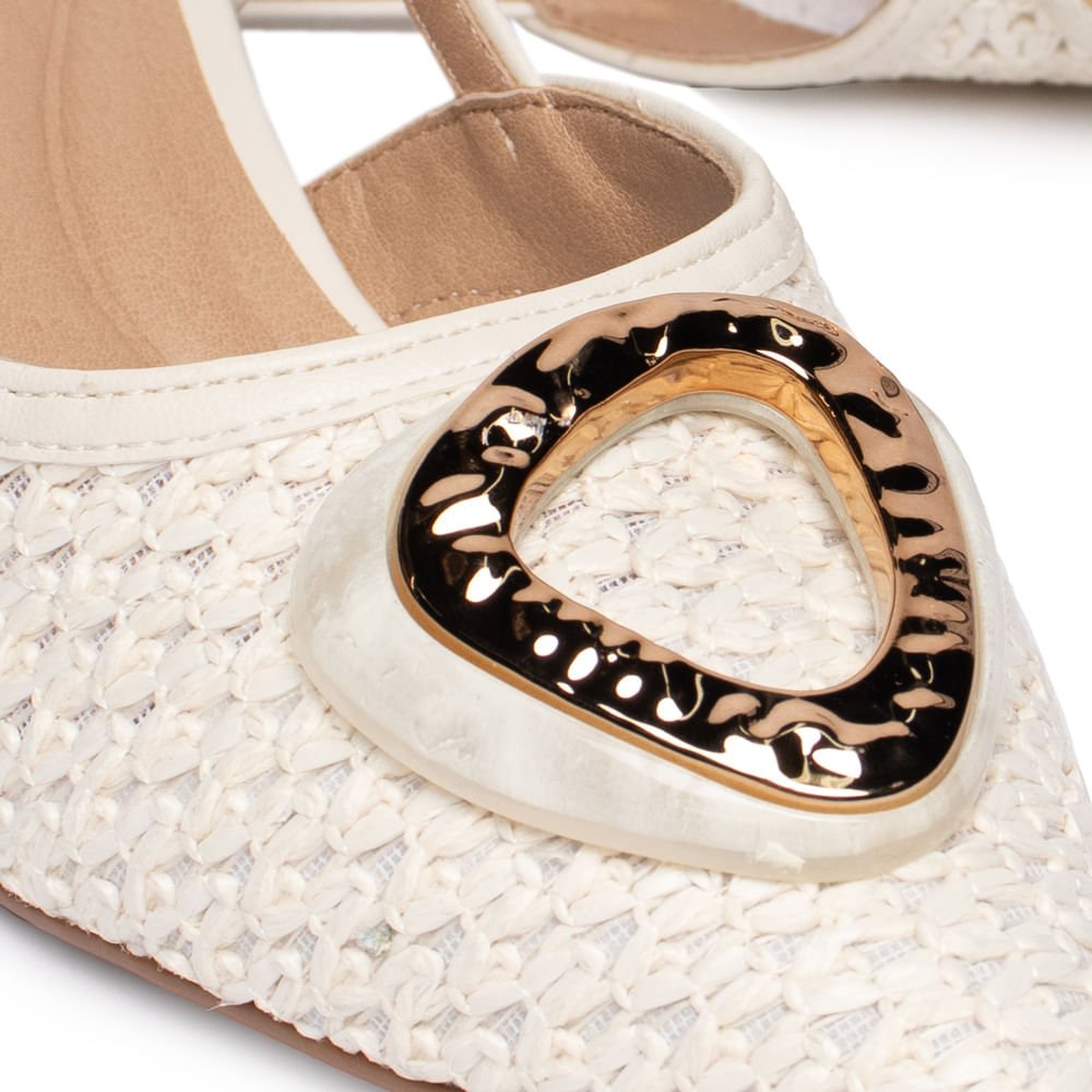 Scarpin Feminino Beira Rio Slingback Tramado Off White Branco 6