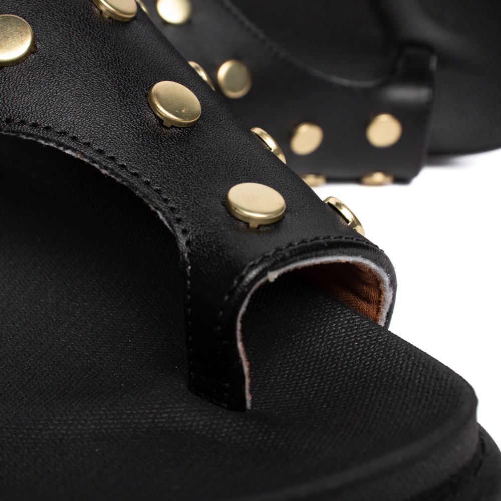 Chinelo Tiras Feminino Vizzano Pelica Flatform Preto/Dourado Preto 5