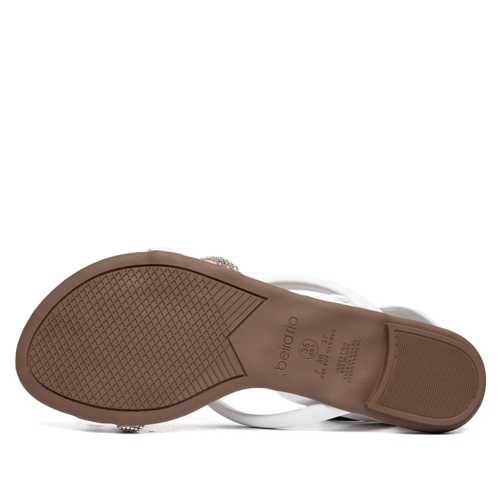 Rasteira Feminina Beira Rio Napa Strass Branco Branco 2