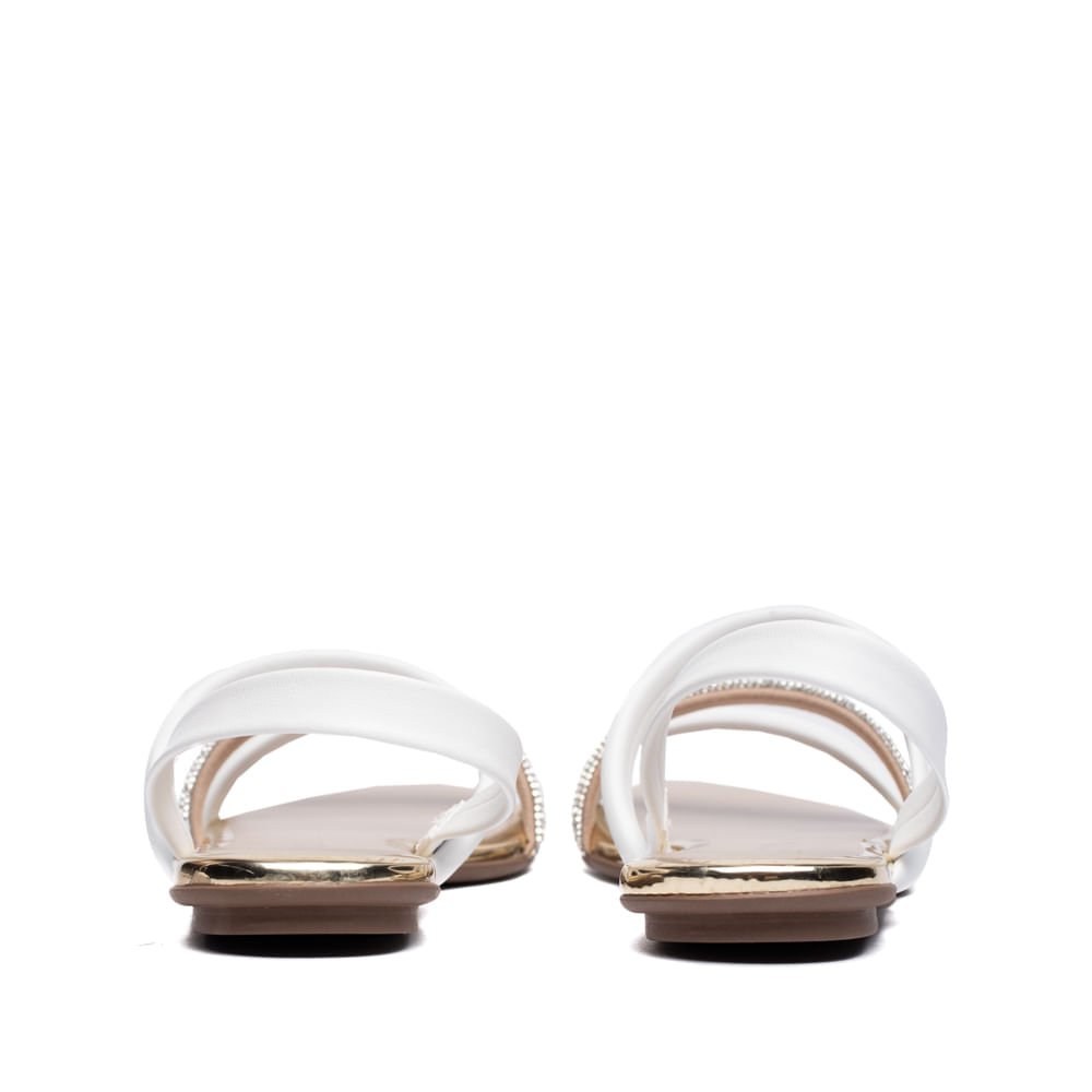 Rasteira Feminina Beira Rio Napa Strass Branco Branco 3