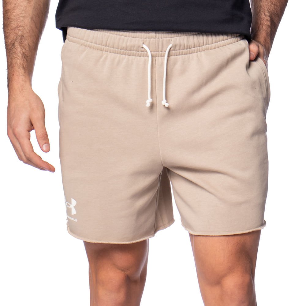 Bermuda Masculina Under Armour Rival Terry Moletom Bege