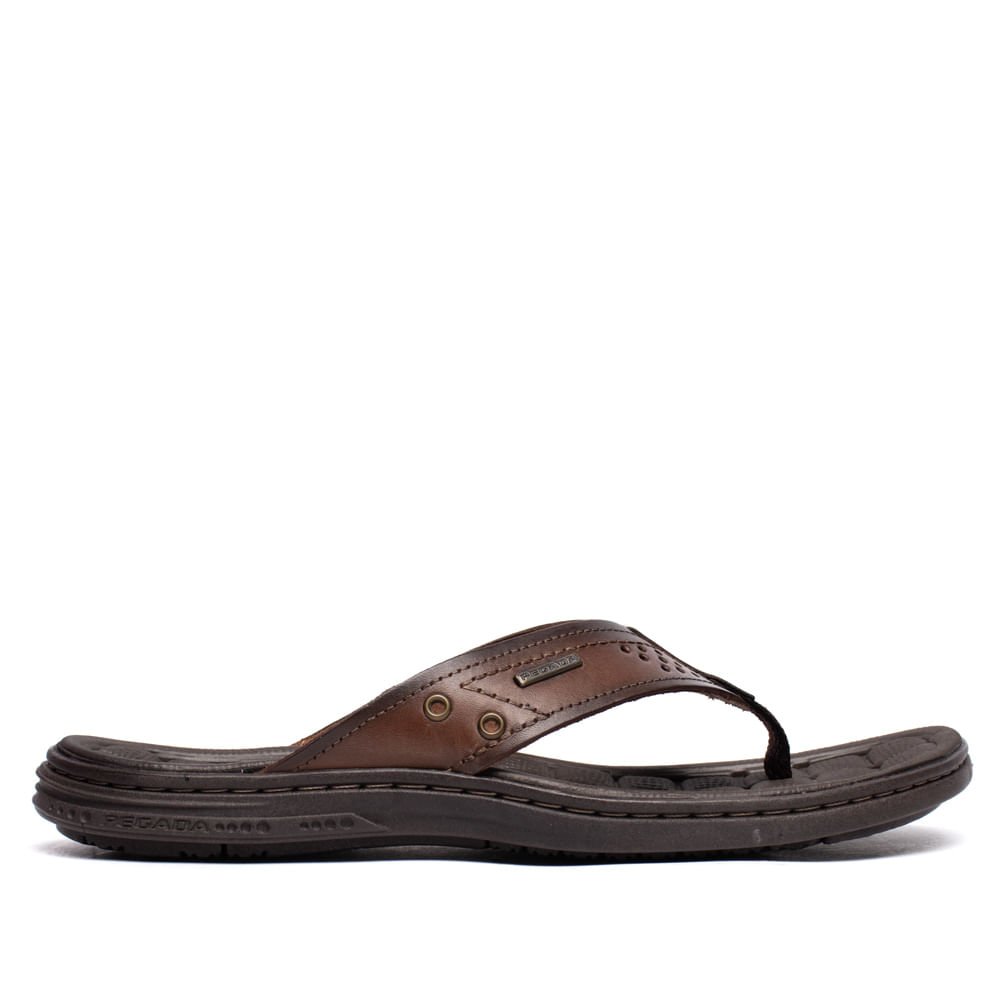 Chinelo Masculino Pegada Amortech Couro Marrom Pinhão Marrom 2